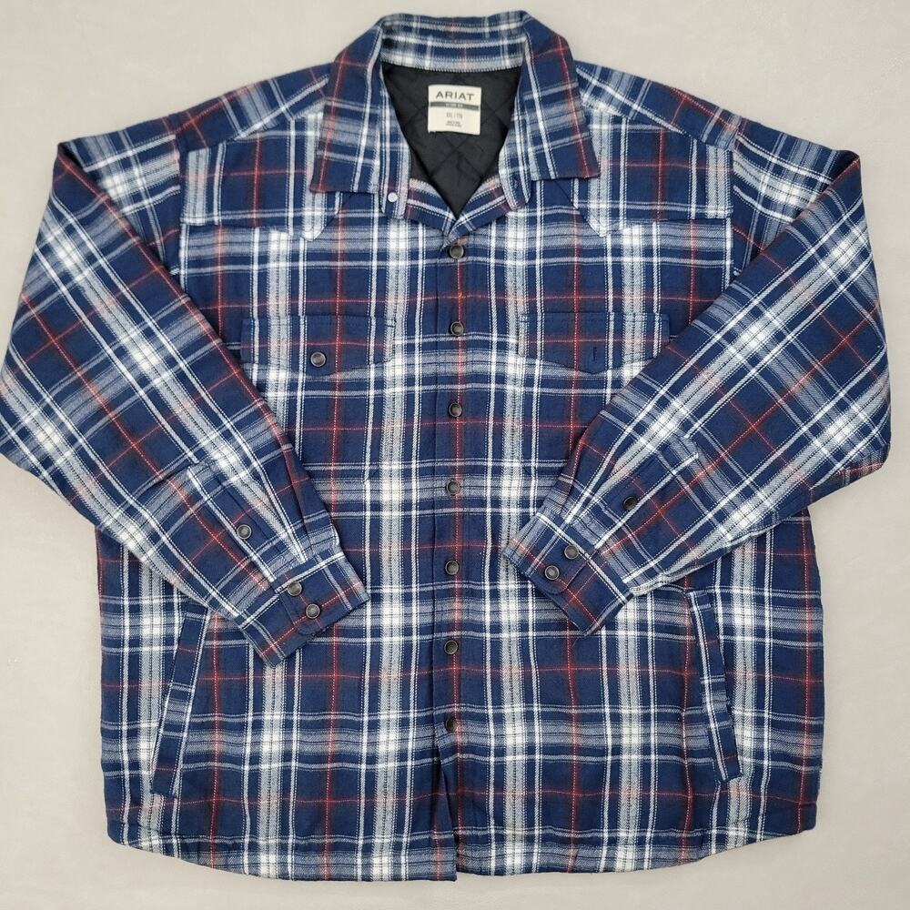 Ariat Shirt Jacket Mens XXL Blue Plaid Retro Fit Hackett Insulated